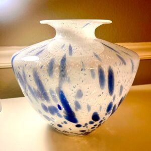 Glass Vase - hand blown blue mix